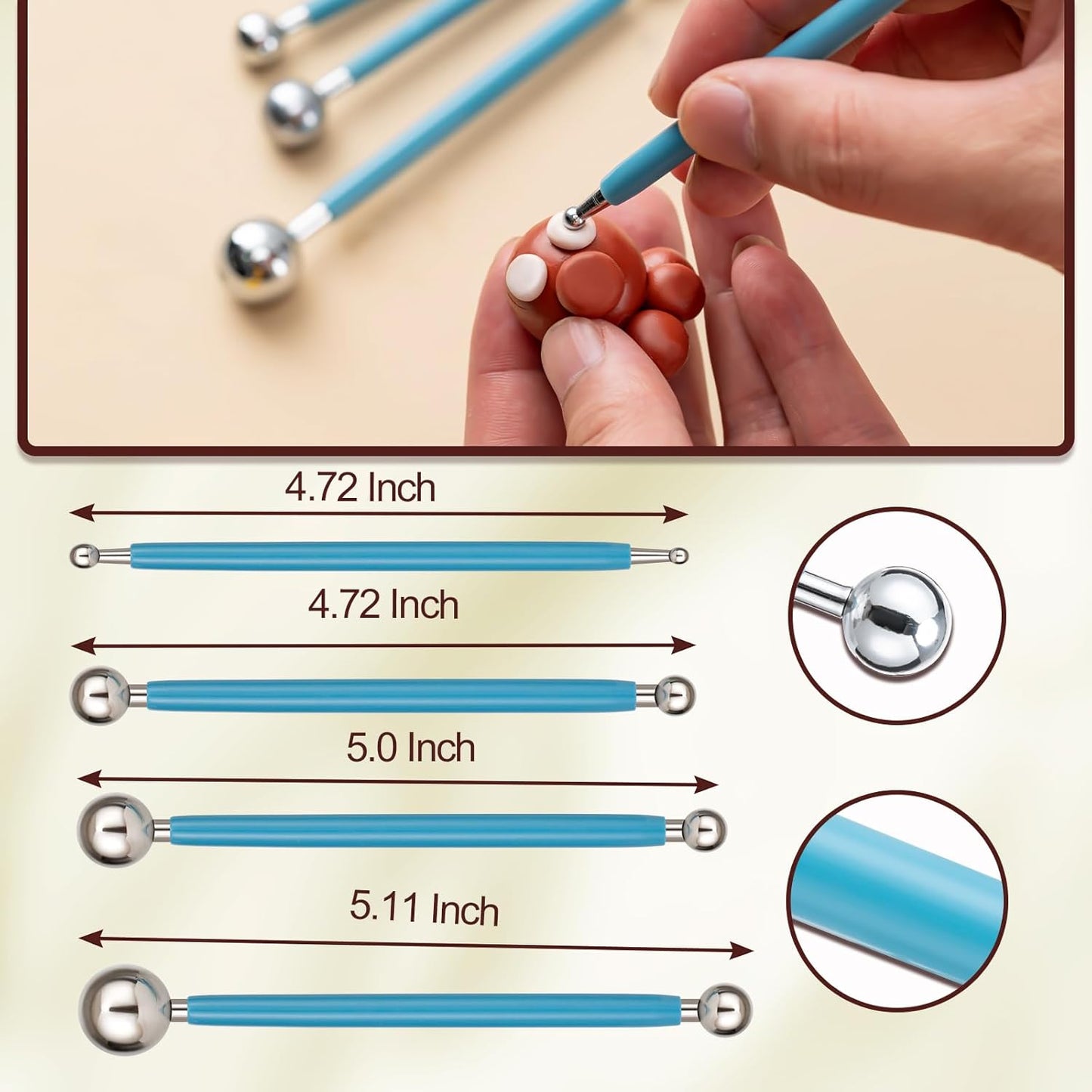 Amrules Clay Tools Kit, 12 PCS Polymer Clay Cutter Tools, Rectangle Shape Acrylic Press Board and Roller Pin Supplies Suitable for Shaping, Carving, Pottery Craft and DIY Projects