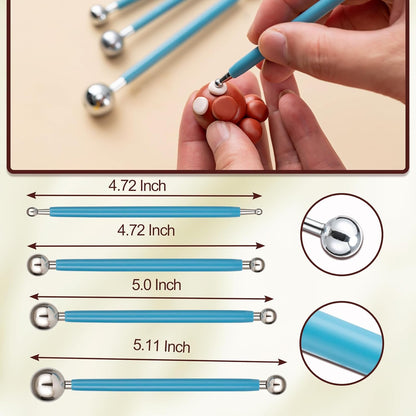 Amrules Clay Tools Kit, 12 PCS Polymer Clay Cutter Tools, Rectangle Shape Acrylic Press Board and Roller Pin Supplies Suitable for Shaping, Carving, Pottery Craft and DIY Projects