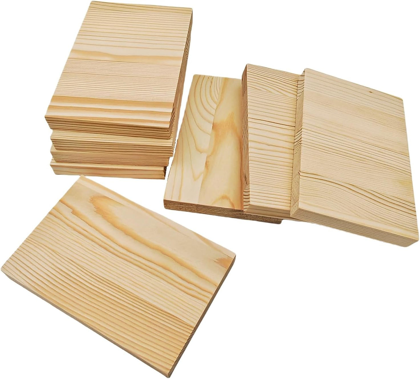 4PCS Rectangle Wood Boards Unfinished Wood Blocks for Crafting, 8x6x1in Blank Whittling Wooden Blocks for Wood Carving,Painting & Burning