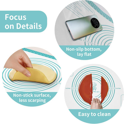Silicone Baking Mat, Non Stick Pastry Mat Sheet for Dough Rolling, Nonslip Fondant/Pie Crust Mat, Counter Mat Oven Liner Mat for Making Cookies Macarons Bread Baking Supplies Extra Large 26 x 16 Inch