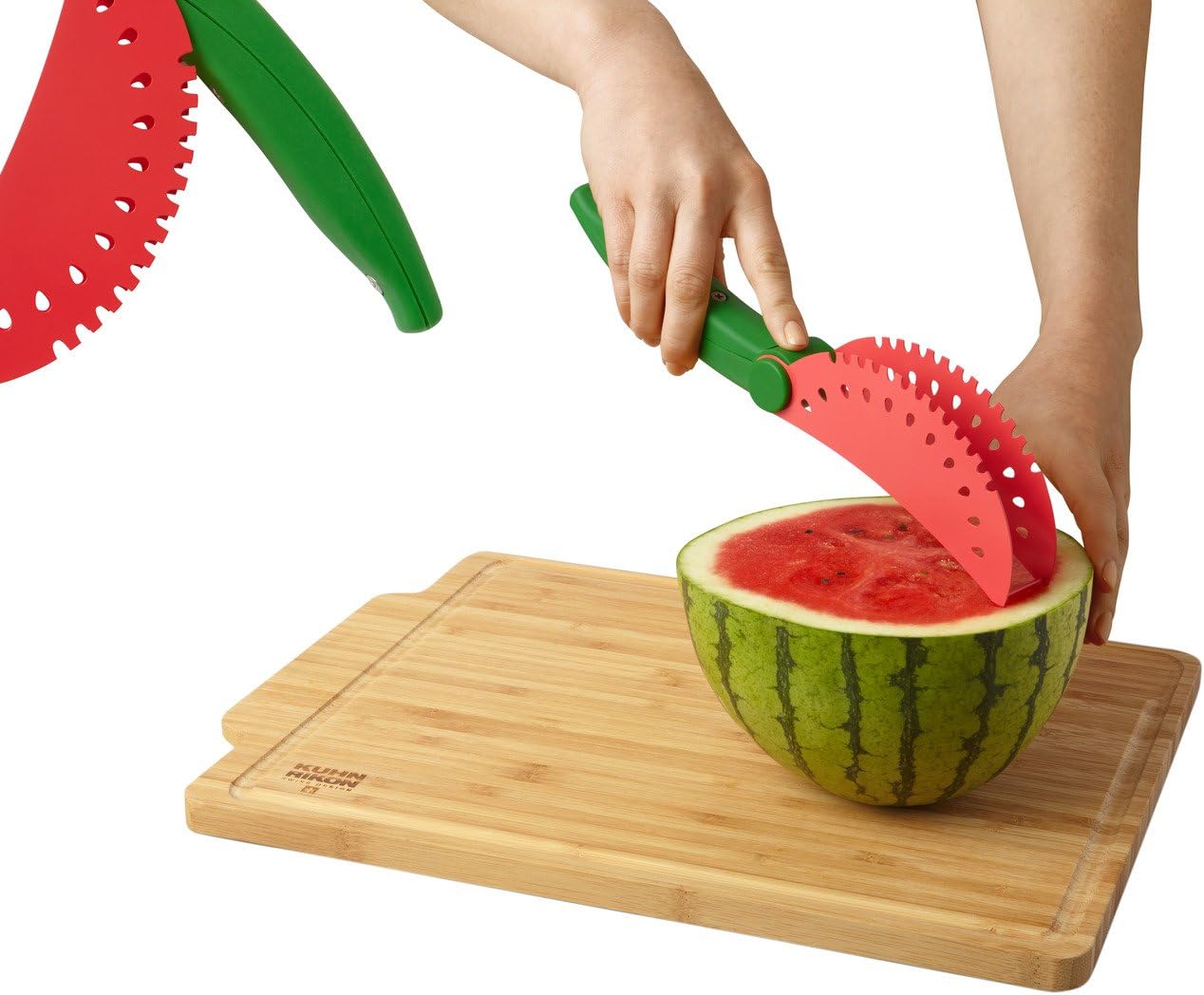 Kuhn Rikon Watermelon Knife, Serrated Fruit Slicer for Watermelon and Large Fruit, Long Blade for Clean Slicing, Easy Cutting Tool