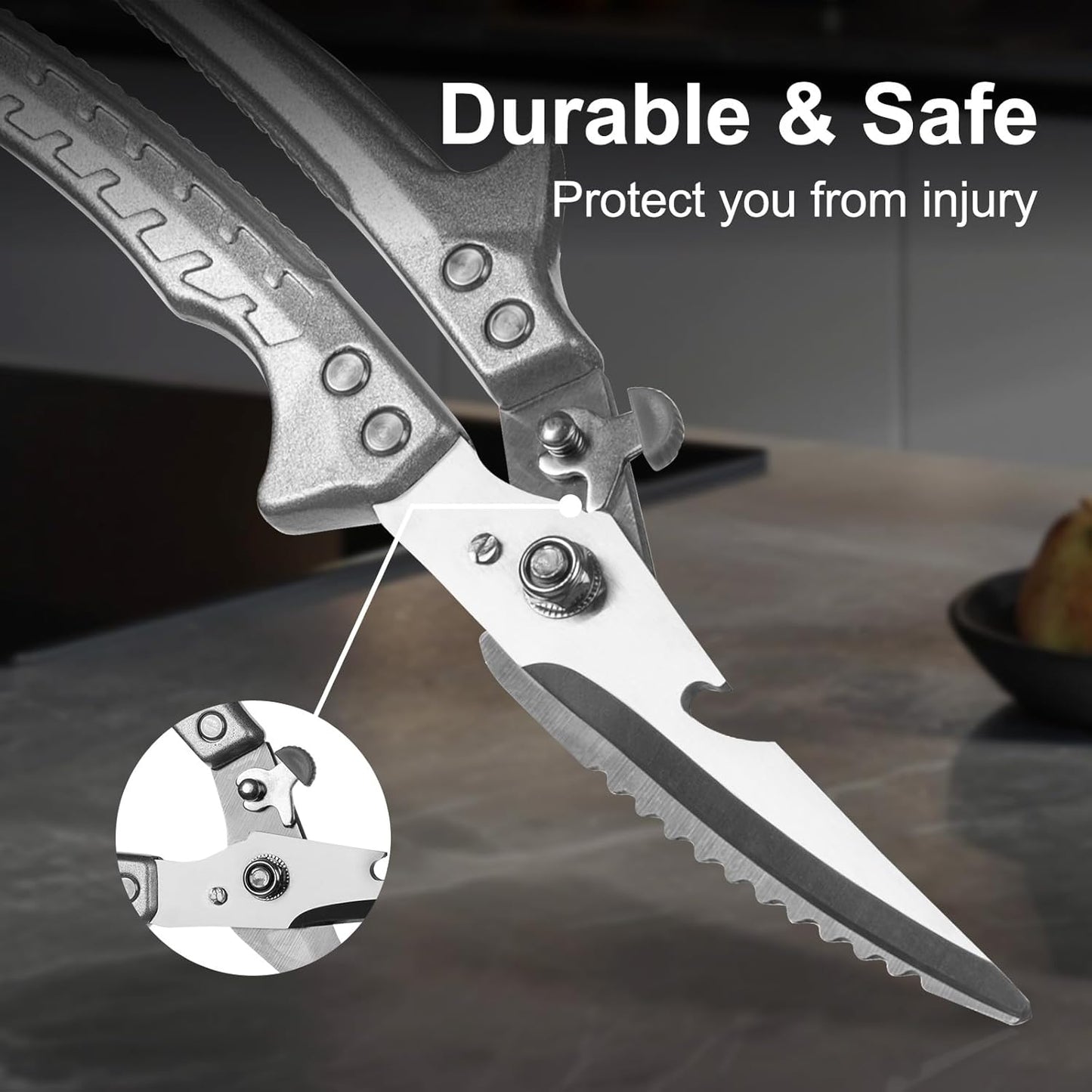 FrutPunch Kitchen Scissors for Food, Super Sharp Poultry Shears, Kitchen Shears Heavy Duty, Spring-loaded Multi-Purpose Scissors for Cooking, Butchering, and Cutting