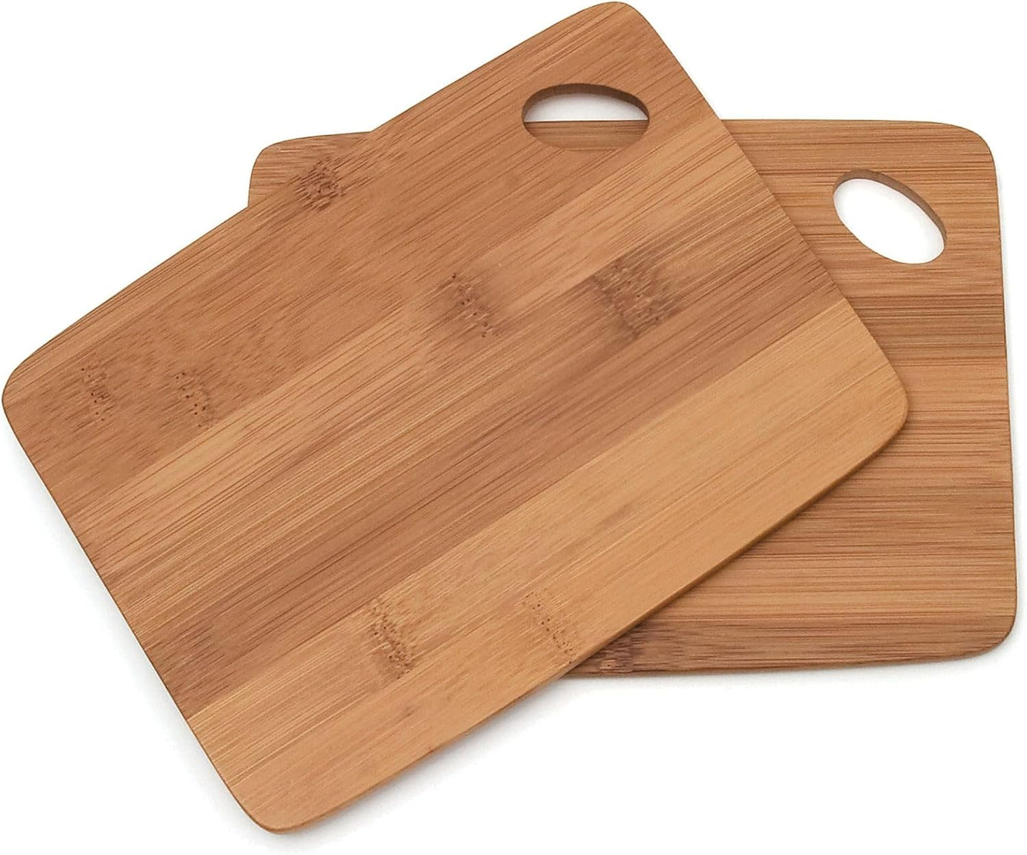 Lipper International Bamboo Wood Thin Kitchen Cutting Boards with Oval Hole in Center, Set of 2 Boards, 9" x 12" and 11-1/2" x 15"
