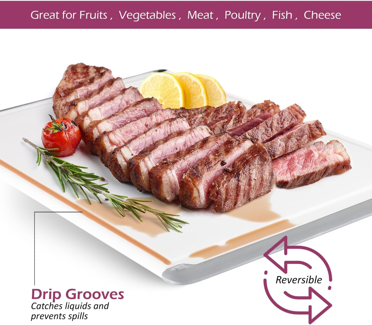 Extra Large Plastic Cutting Board for Kitchen - 18 Inch Dishwasher Safe Cutting Board, Reversible Chopping Board with Juice Groove + Non Slip Feet for Meat, Fruit, Vegetables, Meal Prep by Belwares