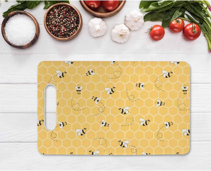 Coffee Set Cutting Board with Handles Coffee Maker Muffin Cup Flower Hot Drink Love Cutting Boards Plastic Safe Chopping Board for Kitchen 16" x 10" x 0.24"
