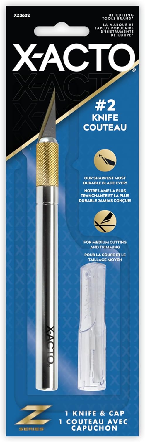 X-ACTO #1 Z-Series Precision Utility Knife, Metal, Silver, Aluminum Handle, Includes Safety Cap - For Precise, Fine Cuts