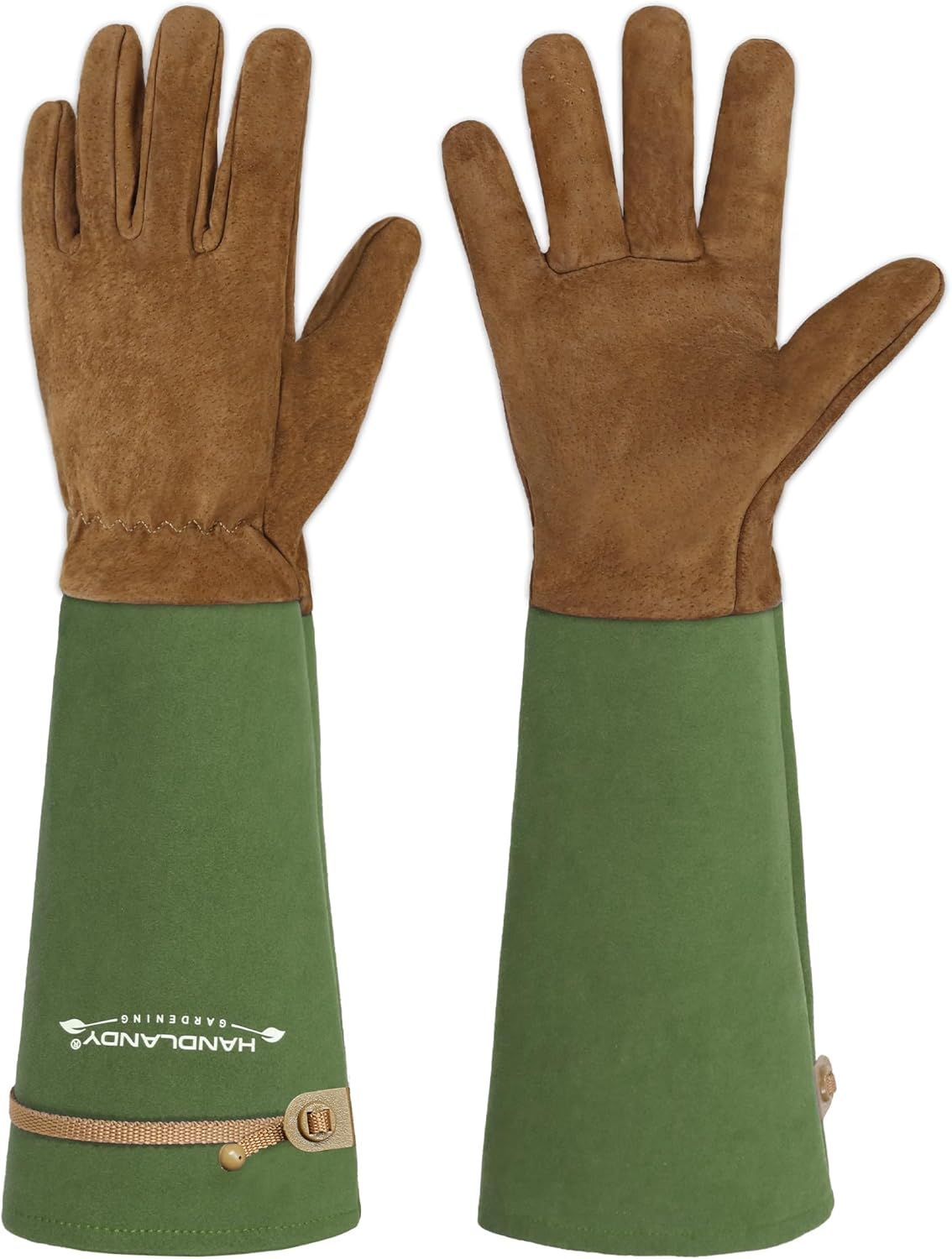HANDLANDY Rose Pruning Gloves for Men & Women, Long Thorn Proof Gardening Gloves, Breathable Pigskin Leather Gauntlet, Best Garden Gifts & Tools for Gardener