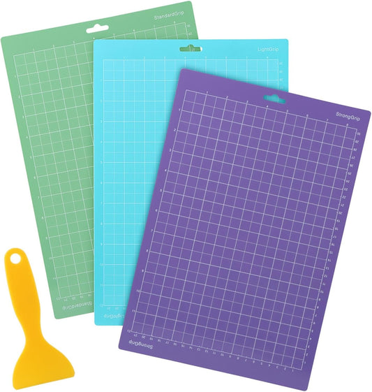 Cutting Mats for Cri-cut Joy Xtra,13.98”x9.45” Standard Grip Machine Mat with Scraper, 3pcs Variety Adhesive Cutting Mats for Crafts Quilting, Sewing(COLOR:colorful)