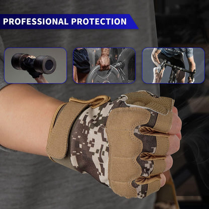 FIORETTO Fingerless Workout & Exercise Gloves for Gym, Weight Lifting, Airsoft, Shooting, Hunting, Hiking, Cycling, Driving, Motorcycle, Climbing M210603