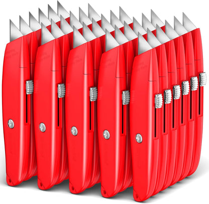 DIYSELF 2Pack Utility Knife Box Cutter Retractable Razor Blade Heavy Duty Box Cutters Knife PVC Pipe Cutter (Red)