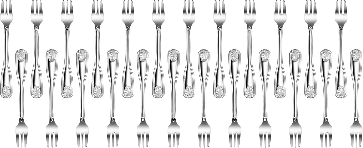 New Star Foodservice 58321 Shell Pattern, 18/0 Stainless Steel, Oyster Fork, 6-Inch, Set of 12