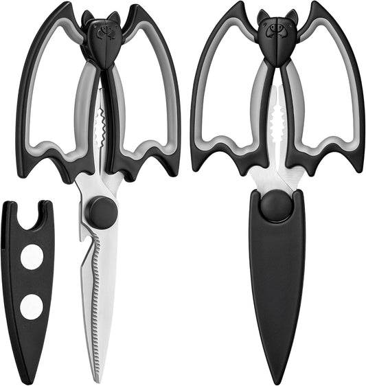 OMDAR Food Grade Kitchen Scissors All Purpose 3 Pack - Heavy Duty Stainless Steel Cooking Shears for Cutting Meat, Food, Fish, Poultry Sharp Sissors for Dishwasher Safe - with Protective Sheath