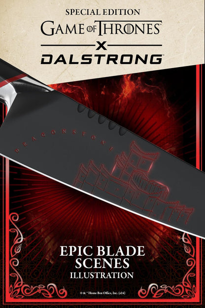 Dalstrong 8 inch Chef Knife- Game of Thrones™ Knife - House Lannister™ Edition - German Premium Steel Full Tang - Professional G10 Handle - Collection Item Toughbuilt Utility Knife- Leather Sheath