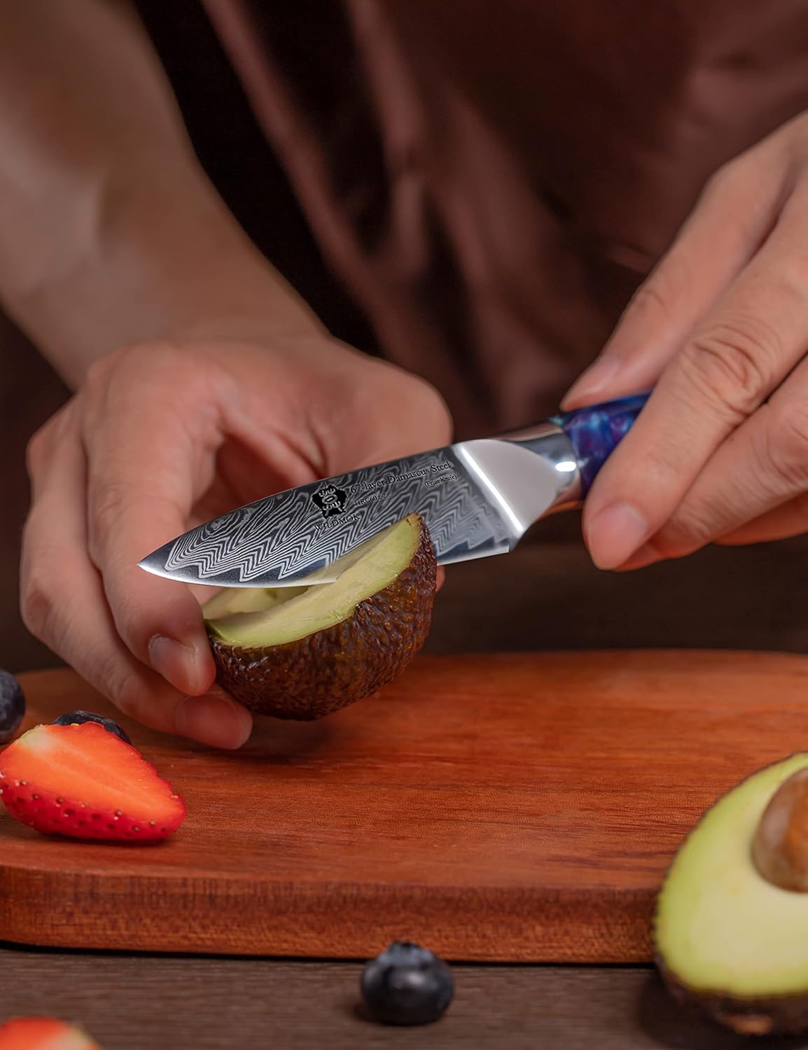 WILDMOK Paring Knife 3.5 Inch, Japanese Damascus Fruit Knife, Small peeling knife Perfect for Cutting Fruit Vegetables Petty Knife