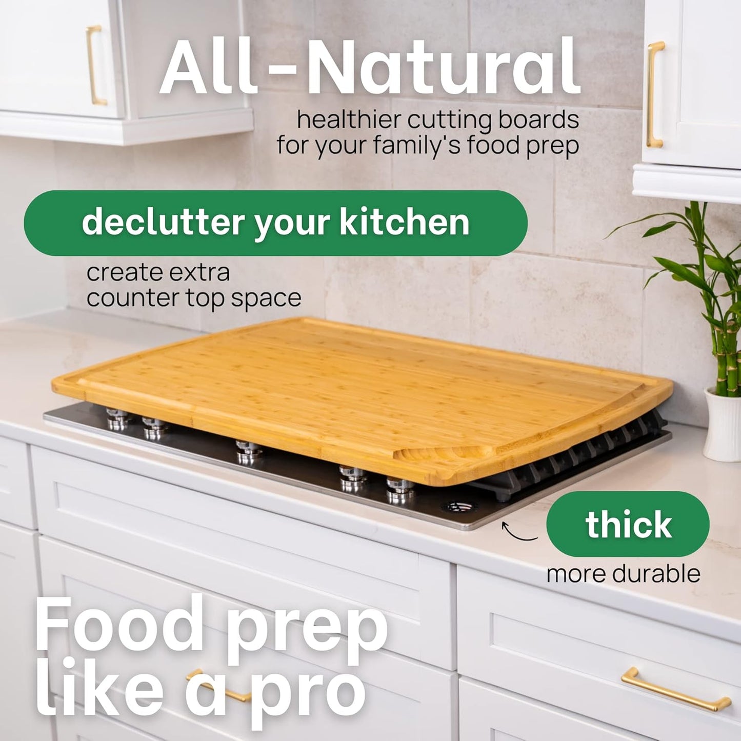 Greener Chef 30 x 20 Organic Extra Large Cutting Board with Lifetime Replacements – Wood Bamboo Chopping Board - Wooden Butcher Block Cutting Board for Carving Turkey, Grilling Brisket and BBQ