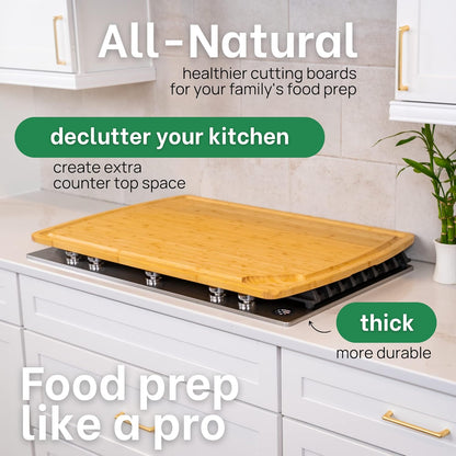 Greener Chef 30 x 20 Organic Extra Large Cutting Board with Lifetime Replacements – Wood Bamboo Chopping Board - Wooden Butcher Block Cutting Board for Carving Turkey, Grilling Brisket and BBQ