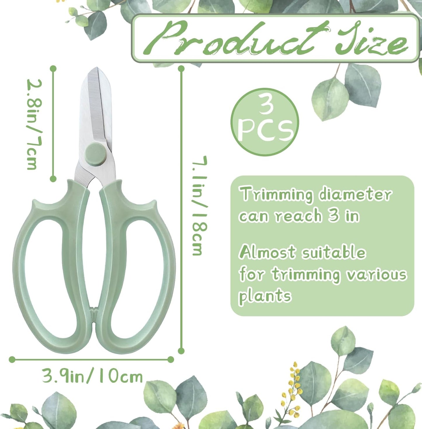 3 Pcs Garden Scissors Floral Shears,Professional Floral Scissors with Comfortable Grip Handle,Premium Garden Pruning Shears for Plants Trimming and Fruit Picking Trimming,Pink