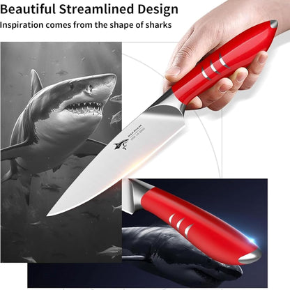 MAD SHARK 5 Inch Ultra Sharp Paring Knife, German Stainless Steel, Ergonomic Handle Design, Chopping Knife for Precise Cutting, Peeling, Slicing