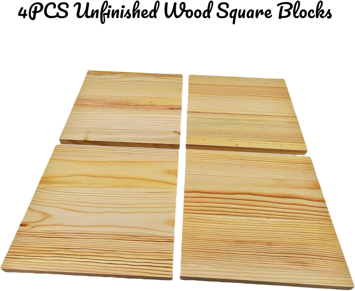 6PCS Unfinished Wood Square Blocks for Crafts, 6x6x1in Blank Wooden Squares Pine Wood Boards for Carving,DIY Wood Coasters,Painting & Burning