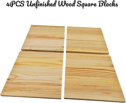 6PCS Unfinished Wood Square Blocks for Crafts, 6x6x1in Blank Wooden Squares Pine Wood Boards for Carving,DIY Wood Coasters,Painting & Burning