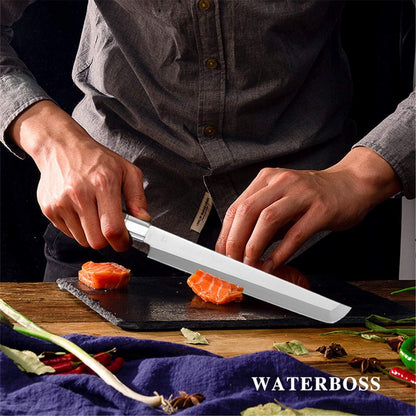 Waterboss,Japanese Sushi Chef Knife Salmon Knife Slicer Razor Sharp Sashimi Watermelon Knives, 5Cr15mov Stainless Steel Sashimi Yanagiba Knife, Maple Handle, 11.8inch (300mm)
