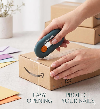 Box Cutter Retractable, Box Opener, Ceramic Box Cutter, Built-In Magnetic, Mini Box Cutter, Safety Box Cutter, Cute Box Cutter, Small Box Cutter For Women, Package Opener, Box Opener Tool (PINK)