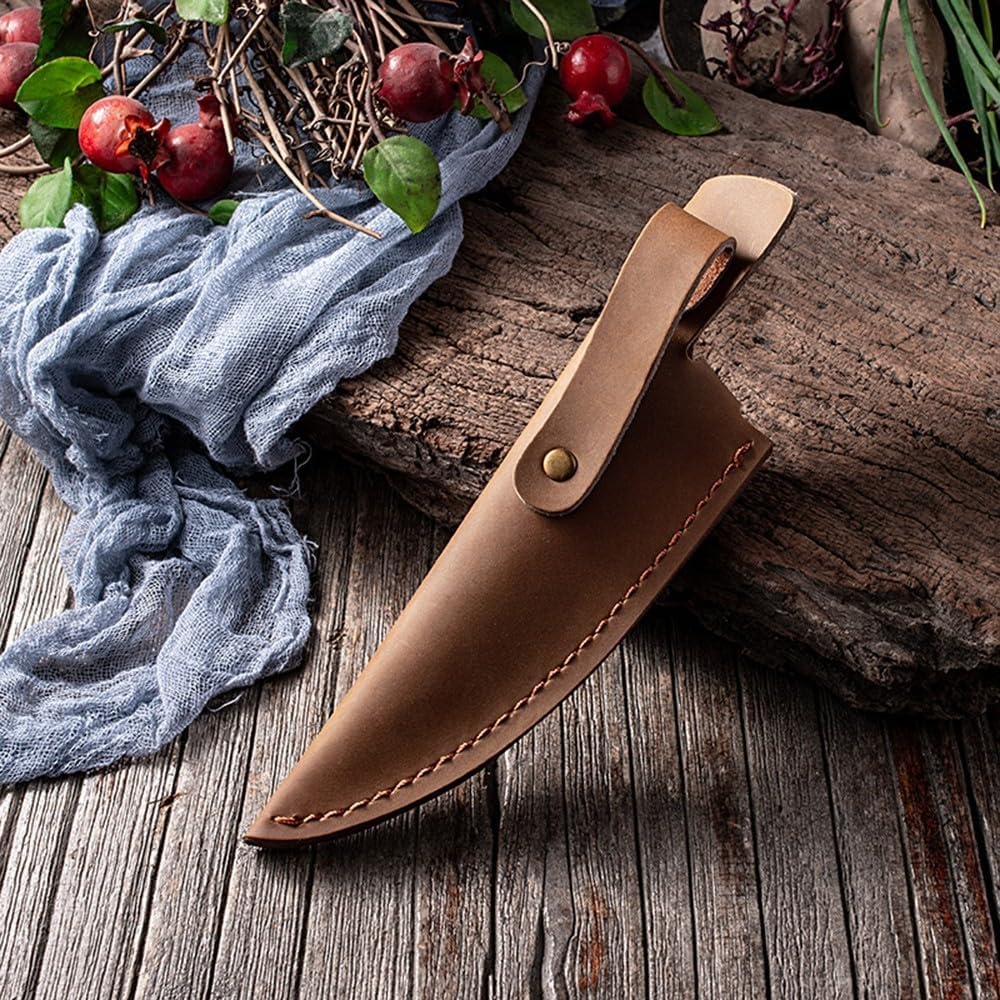 Leather Knife Sheath, Boning Knife Pouch Chef Fruit Knifes Shell for Camping Kitchen Outdoor Cooking (Not Include Knifes)