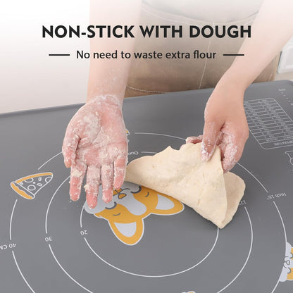 Ourokhome Silicone Baking Mat Sheet and Pastry Dough Cutter, 0.5 Inch Thick 20'' X 16" BPA free Silicone Rolling Mat, Non-Stick and Anti-Slip, Dishwasher Safe (Beige)