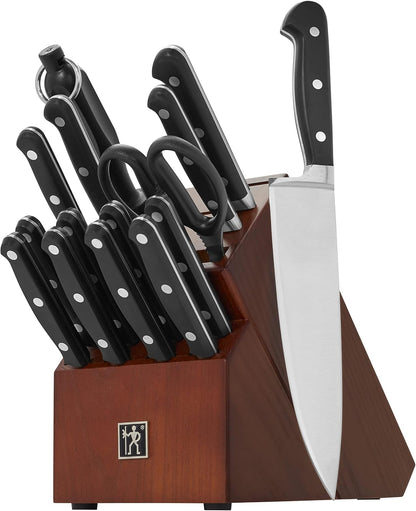 HENCKELS Classic Razor-Sharp 16-Piece Knife Block Set, Chef Knife, Bread Knife, German Engineered Informed by 100+ Years of Mastery