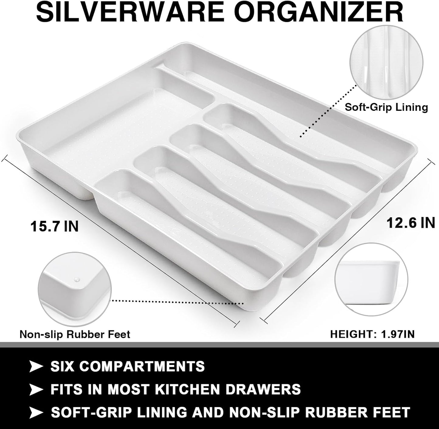 49-Piece Silverware Set with Organizer, Heavy Duty Stainless Steel Flatware Set for 8, Cutlery Utensil Sets with Steak Knives, Rust-proof, Mirror Polished, Dishwasher Safe, Heavy Duty