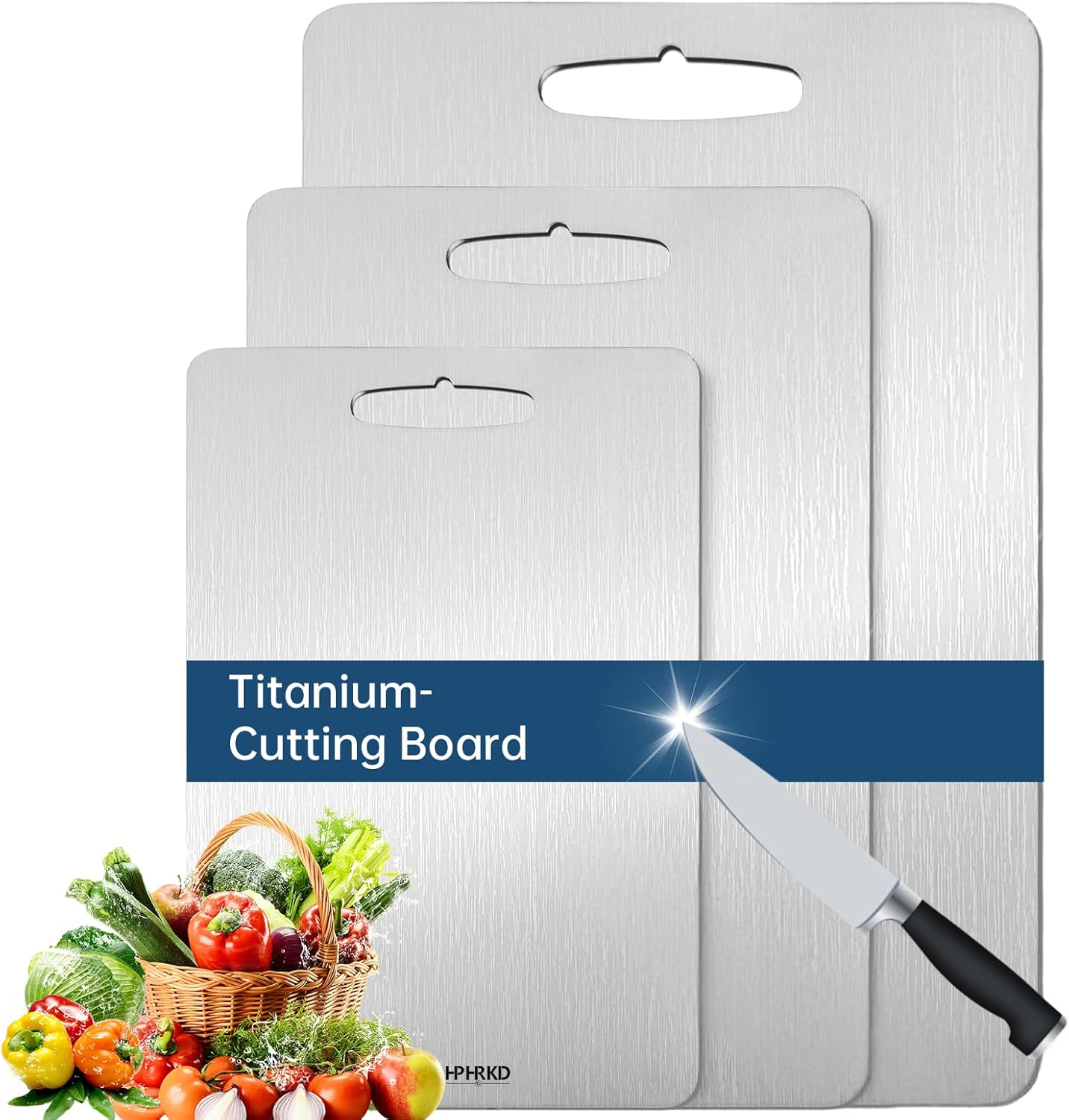3Pcs Titanium Cutting Boards For Kitchen, 100% Pure Titanium Chopping Board, Food Grade Quality, Double-sided non-toxic, Easy To Clean, Dishwasher Safe And Will Not Absorb Odors (S+M+L)