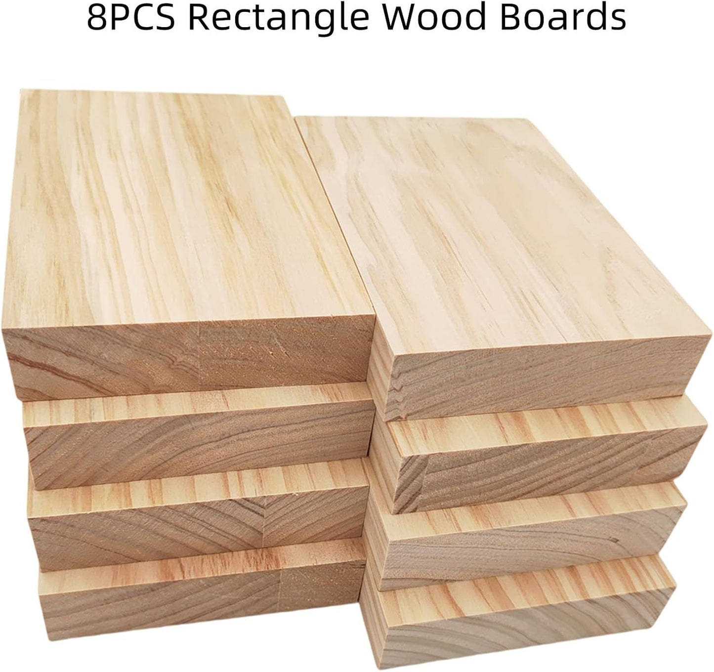 4PCS Rectangle Wood Boards Unfinished Wood Blocks for Crafting, 8x6x1in Blank Whittling Wooden Blocks for Wood Carving,Painting & Burning