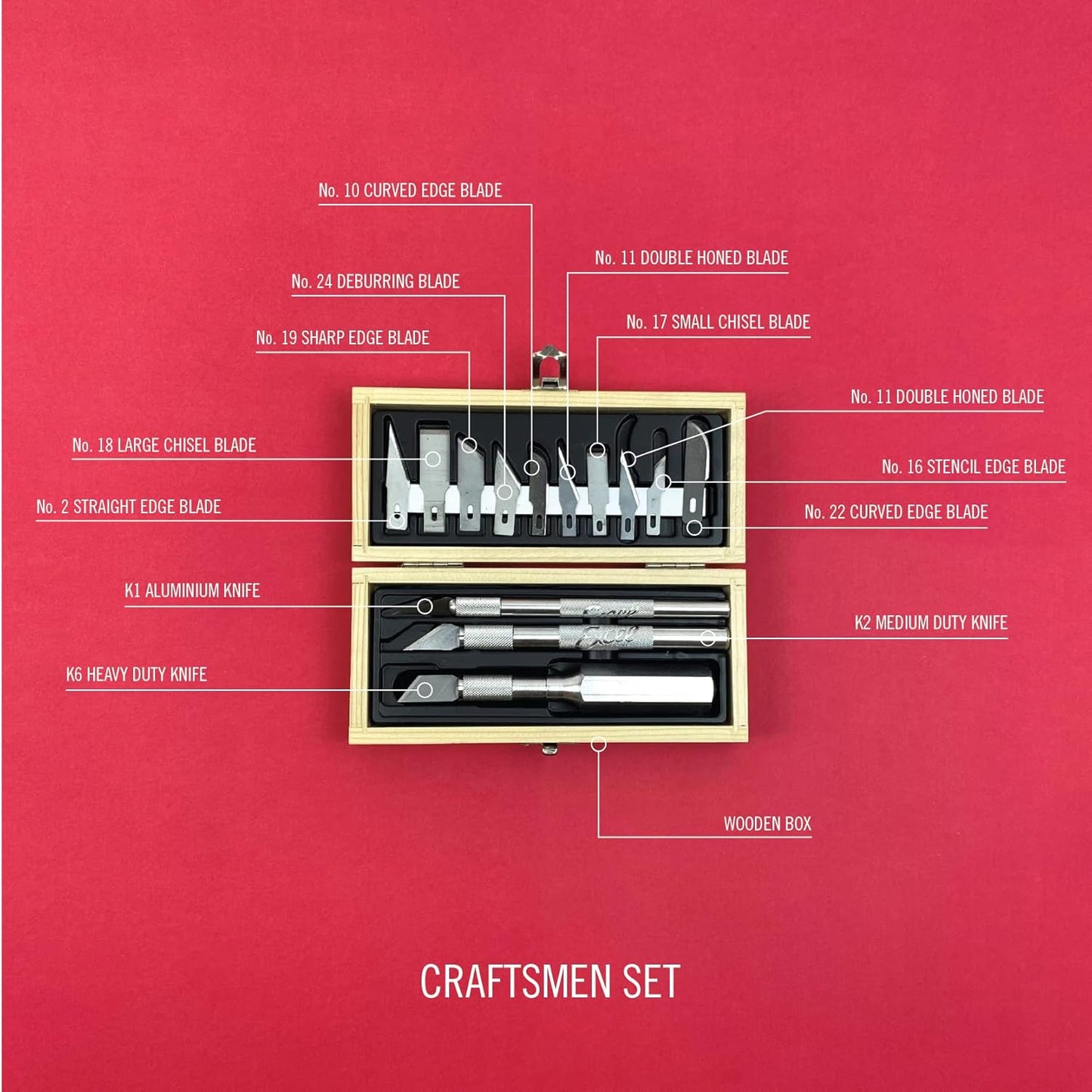 Excel Blades Craftsmen Set, 13-Piece Precision Craft Knife Set With Case – Includes Light To Heavy Duty Handles And Assorted Blades For Crafting, Scrapbooking, DIY, And Precision Cutting