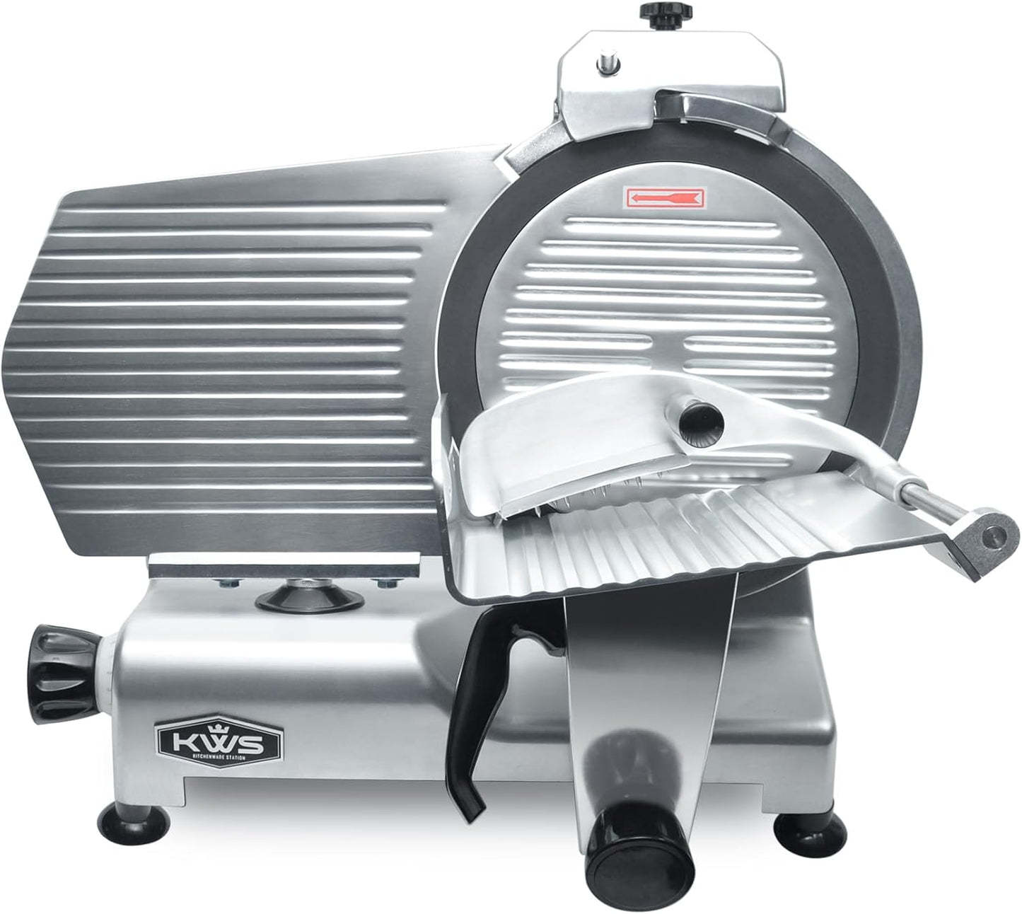 KWS MS-10XT Premium 320W Electric Meat Slicer 10-Inch in Red with Non-sticky Teflon Blade, Frozen Meat/Deli/Cheese/Food Slicer Low Noises Commercial and Home Use [ ETL, NSF Certified ]