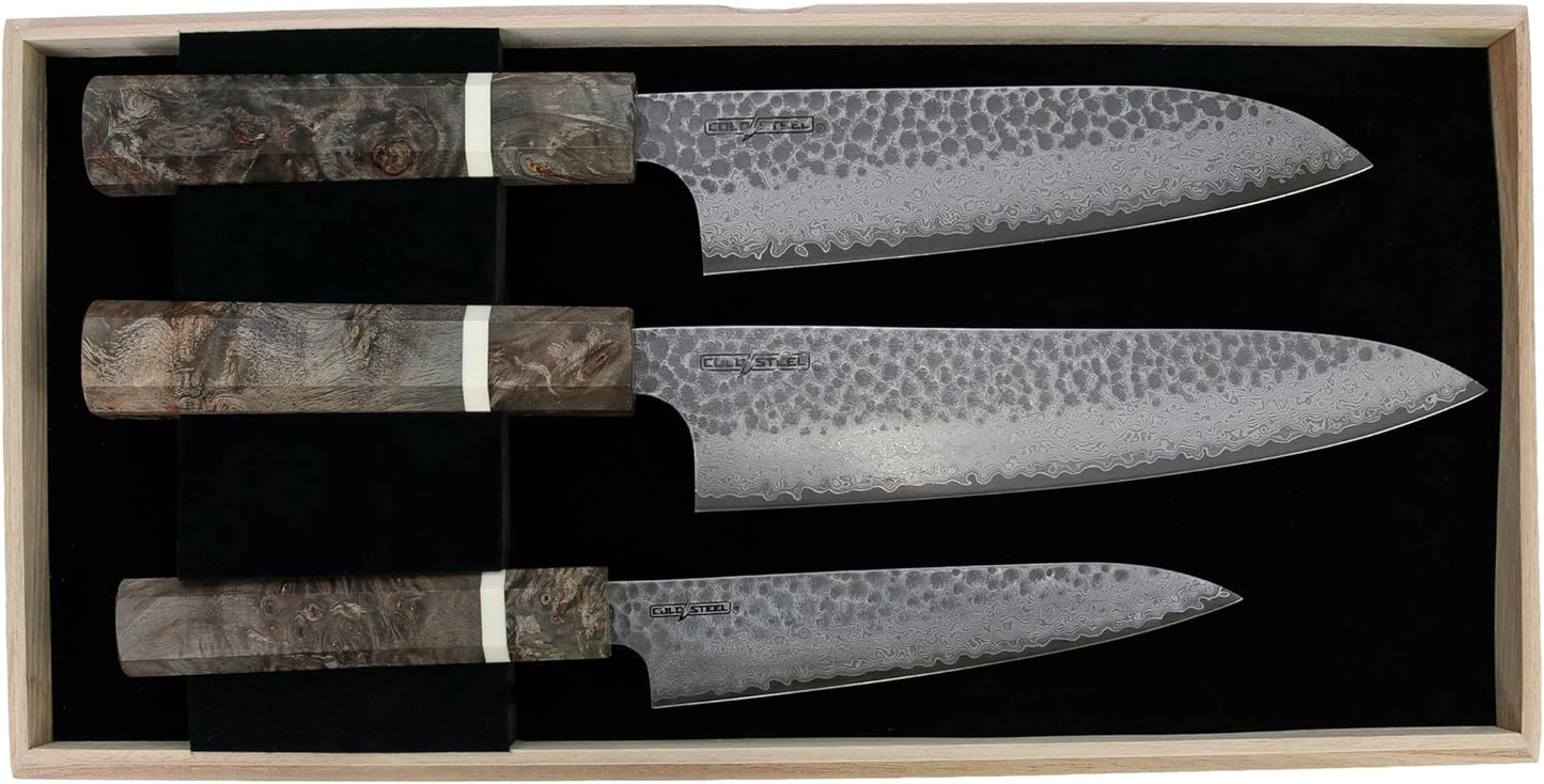 Cold Steel Japanese VG-10 Damascus 3-PC Kitchen Knife Set