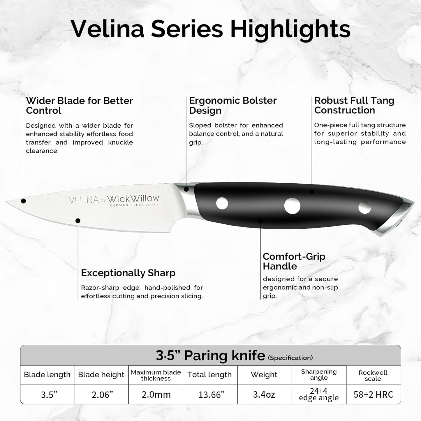 WICKWILLOW 10" Bread Knife – Razor Sharp German Steel – Serrated Knife for Homemade Bread & Sourdough – Full Tang & Ergonomic Handle – Gift Box – Velina Series