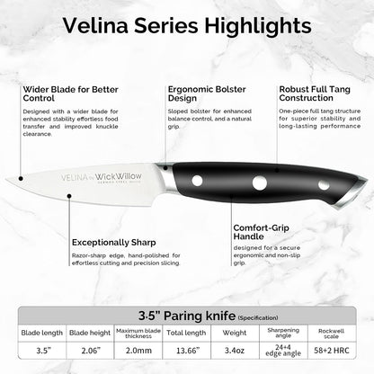 WICKWILLOW 10" Bread Knife – Razor Sharp German Steel – Serrated Knife for Homemade Bread & Sourdough – Full Tang & Ergonomic Handle – Gift Box – Velina Series