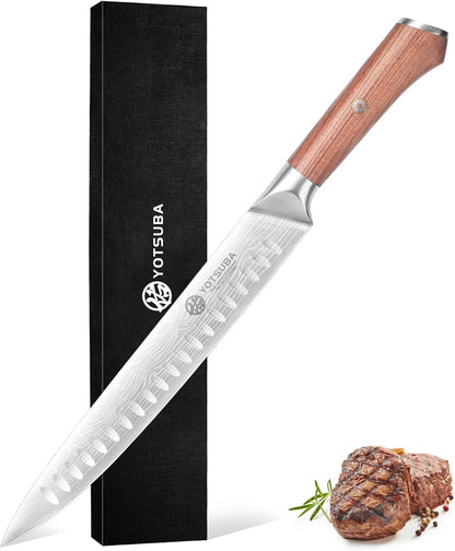YOTSUBA Steak Knives Set of 6, Razor-Sharp 4.5 Inch Japanese Serrated Steak Knife Set, Full Tang Forged High Carbon Steel Dinner Knives with Ergonomic Handle and Gift Box