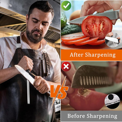 12 Inch Diamond Knife Sharpening Steel, Professional Knife Sharpener Rod, Diamond coating Honing Steel, Premium diamond Knife Sharpener Rod for all knives