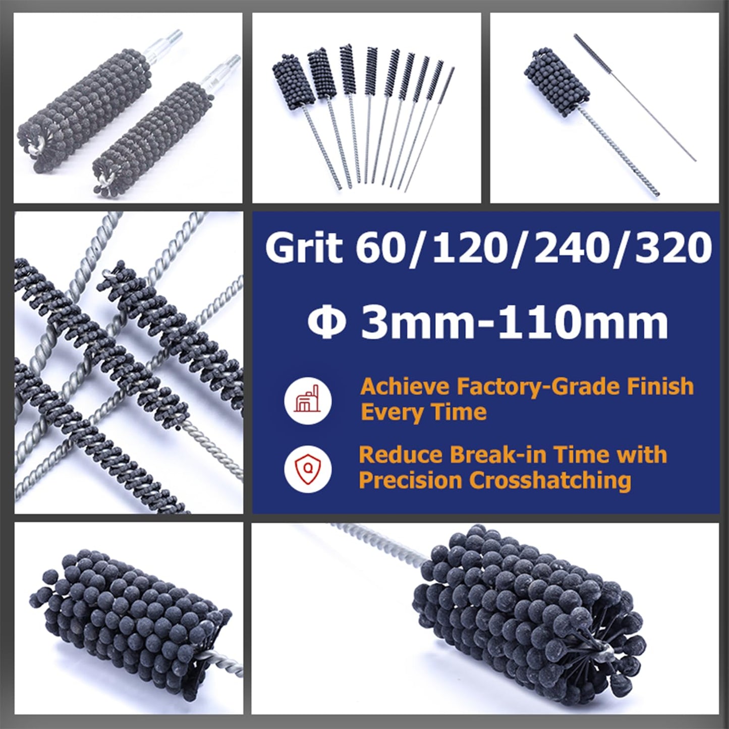 Garhgi 1-3/8" (35mm) Cylinder Honing Brush, 240 Grit Silicon Carbide Nylon Hone Tool, for Engine Cylinder Bore Deburring Finishing Deglazing Cleaning on Metals Steel Cast Iron