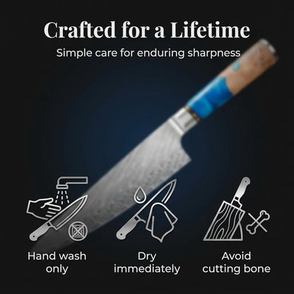 Tidal Blue - 7" Nakiri Knife - Damascus