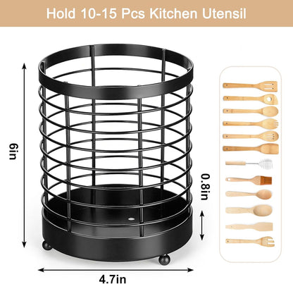 Utensil Holder for Kitchen Counter, Stainless Steel Utensil Crock for Cooking Tools, Spatula, Silverware Forks, Knives, Spoons Countertop Organizer