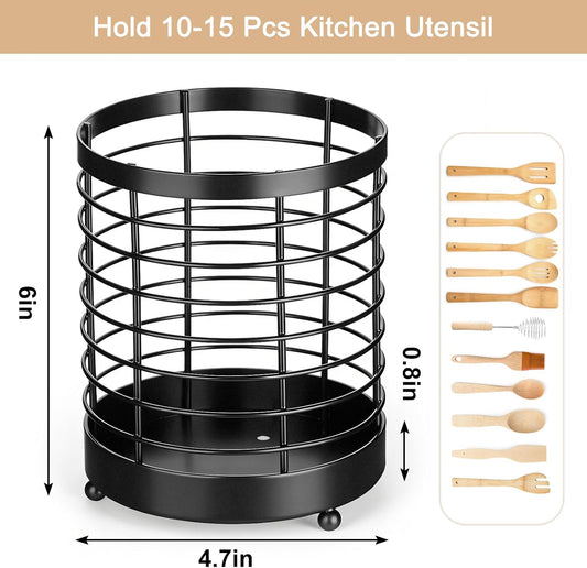 Utensil Holder for Kitchen Counter, Stainless Steel Utensil Crock for Cooking Tools, Spatula, Silverware Forks, Knives, Spoons Countertop Organizer