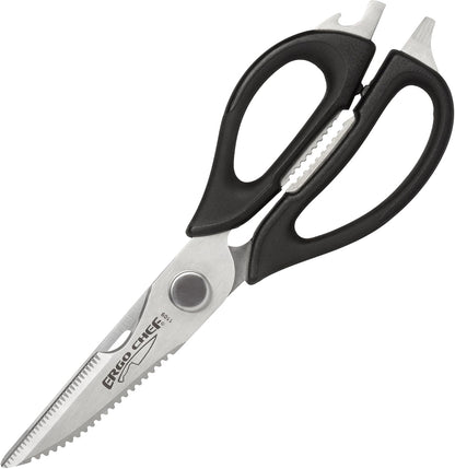 Ergo Chef All-Purpose Come-Apart Kitchen Shears for Poultry, Fish, Vegetables, Herb Stripper, Bottle Opener (Black)