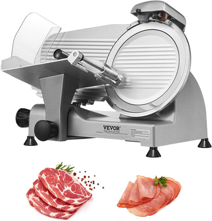 VEVOR Meat Slicer, 7.5 inch 200W Electric Deli Slicer Machine with SUS420 Blade, 0-0.6 inch Adjustable Thickness, ETL Certified Home Food-Slicer for Meat, Ham, Baguett, Steak
