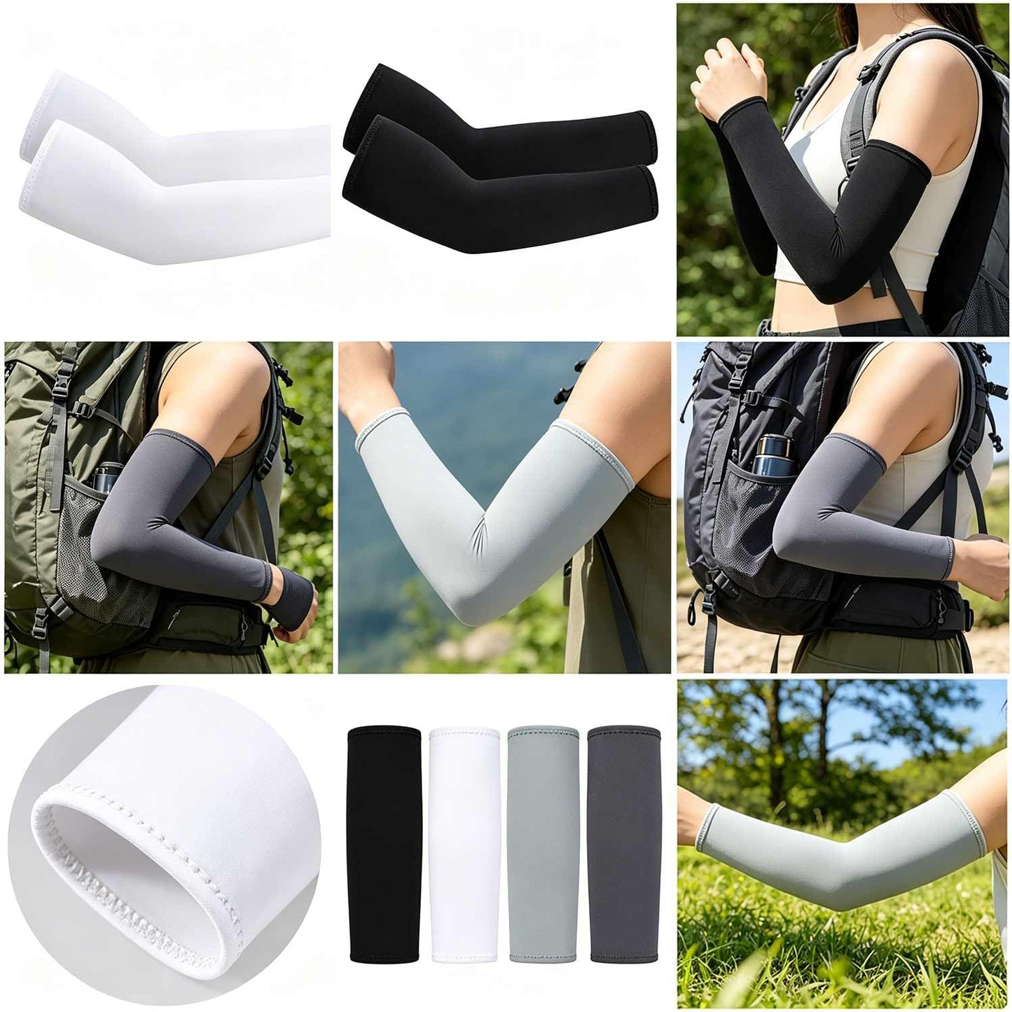 Sun Protection Compression Arm Sleeves Cooling UV Sleeves for Men Women