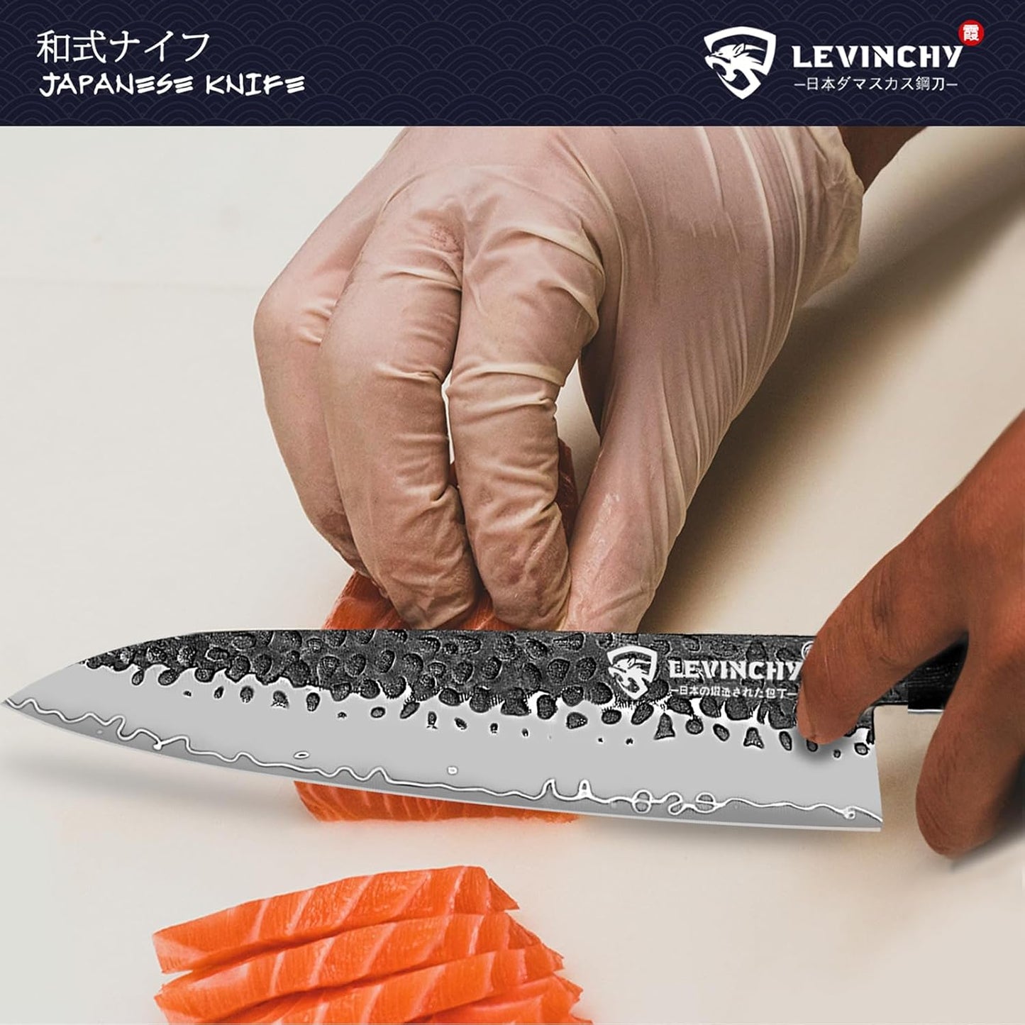 8 inch Japanese Gyuto Chef Knife, 440C Japanese Damascus Steel, Ultra-durable Steel with Superior Blade Retention, Professional Hand Forged Cooking Knife, Professional Chefs and Home Cooks