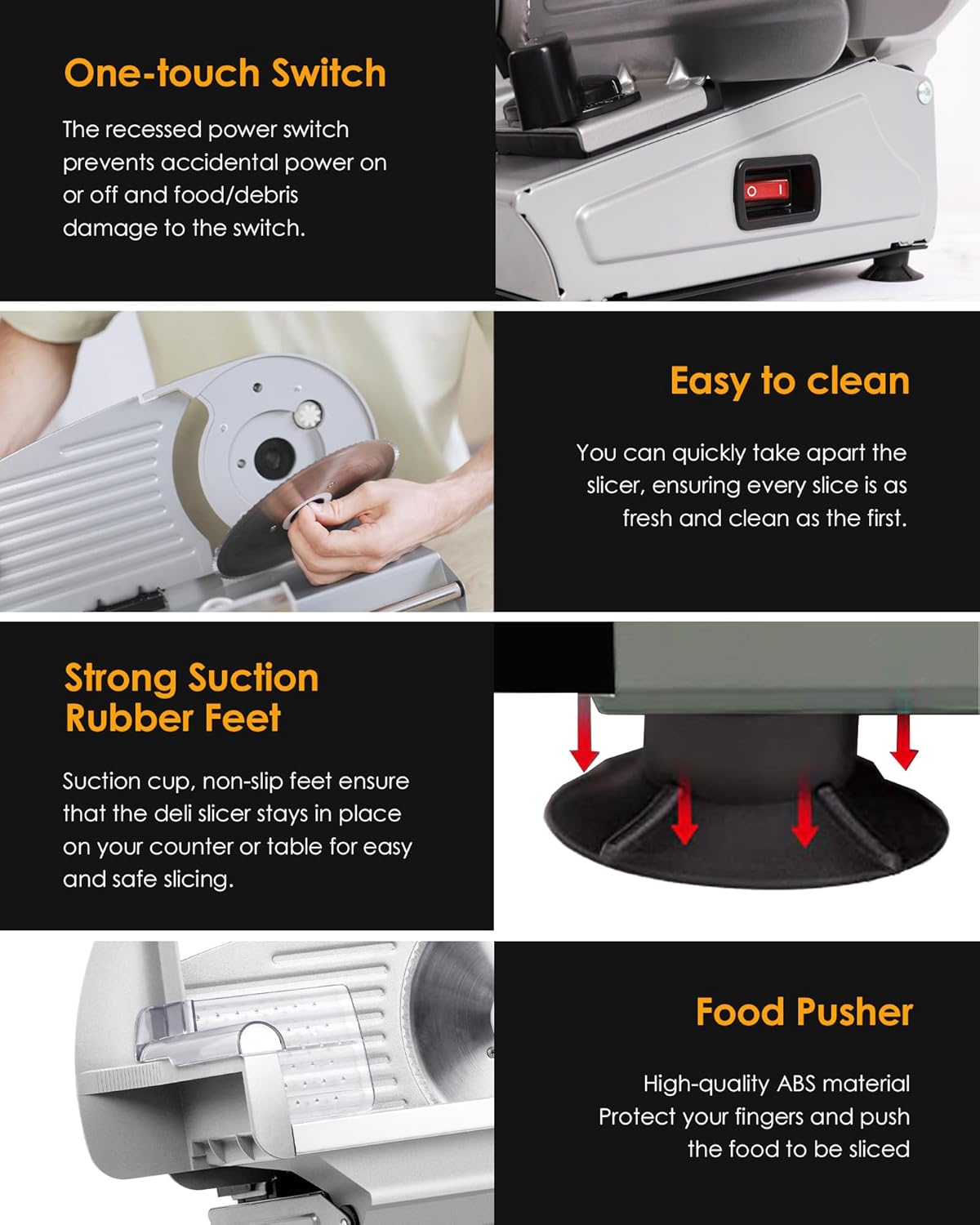 Valley Sportsman Meat Slicer Machine for Home - Electric Deli Meat Slicer with 7.5" Stainless Steel Blade, Adjustable Thickness Food Slicer Cuts Meat, Bread, Cheese, Easy to Clean, Black