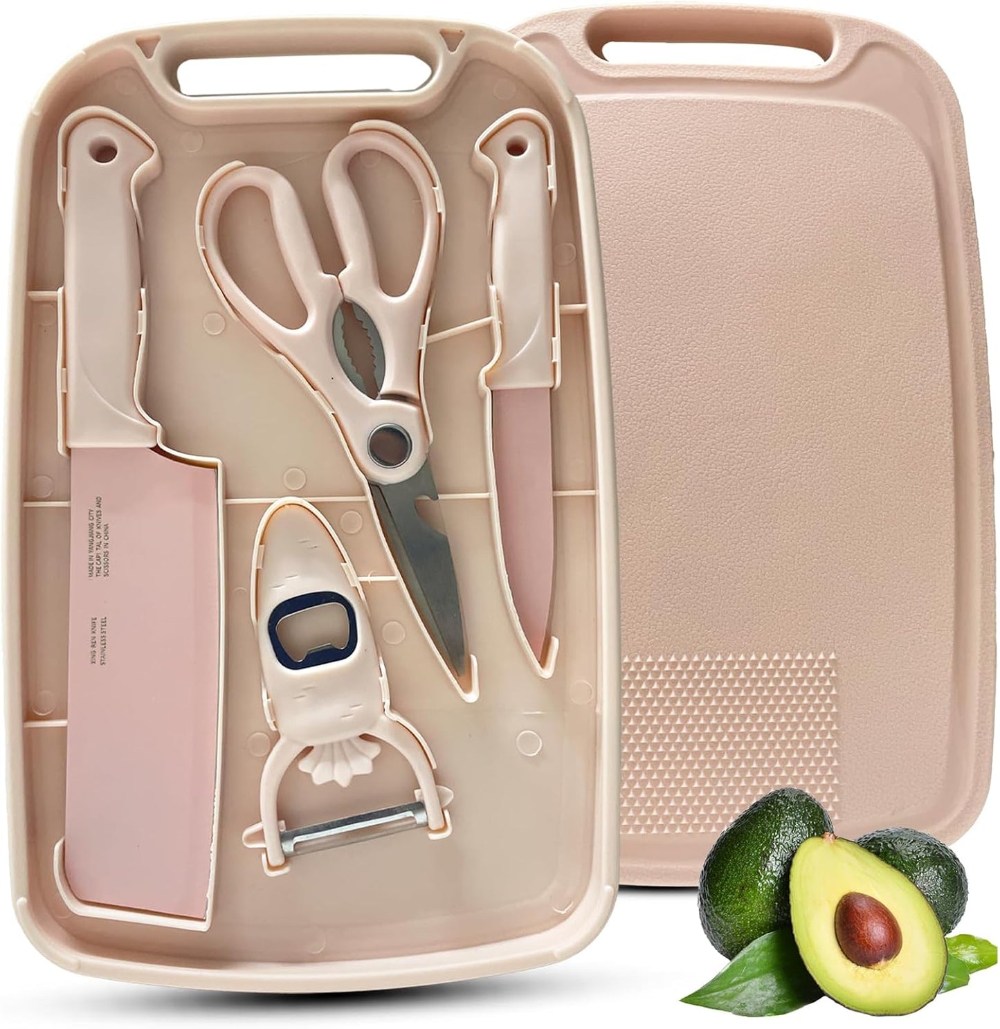 Knife and Cutting Board Set, 5 In1 Travel Small Cutting Boards with Knife Camping Essentials for Travel College(Green)