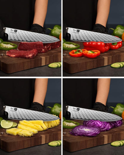 5 Pieces Damascus Knife Set, Japanese Chef Knife Set with Galaxy Pattern Resin Handle, 67-Layers Damascus Steel, Gift Box Included 5" Paring, 6" Boning, 7" Santoku, 8" Chef & 8" Bread Damascus Knives